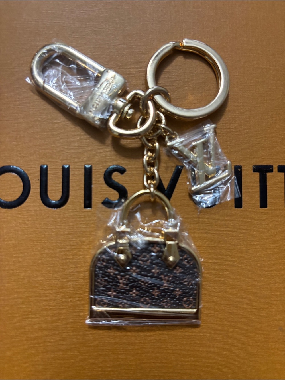 Louis Vuitton Brown & Gold Alma Bag Charm Keychain